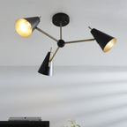 96746 3 Light Semi Flush Ceiling Light Matt Antique Brass Plate & Matt Black