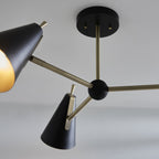 96746 3 Light Semi Flush Ceiling Light Matt Antique Brass Plate & Matt Black