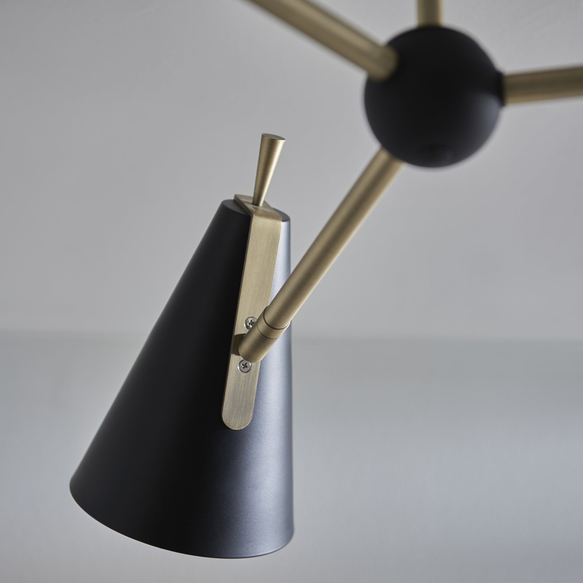 96746 3 Light Semi Flush Ceiling Light Matt Antique Brass Plate & Matt Black