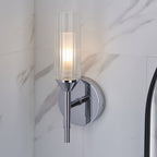 97171 Bathroom 1 Light Wall Light Chrome Plate & Clear/frosted Ribbed Glass