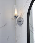 97171 Bathroom 1 Light Wall Light Chrome Plate & Clear/frosted Ribbed Glass