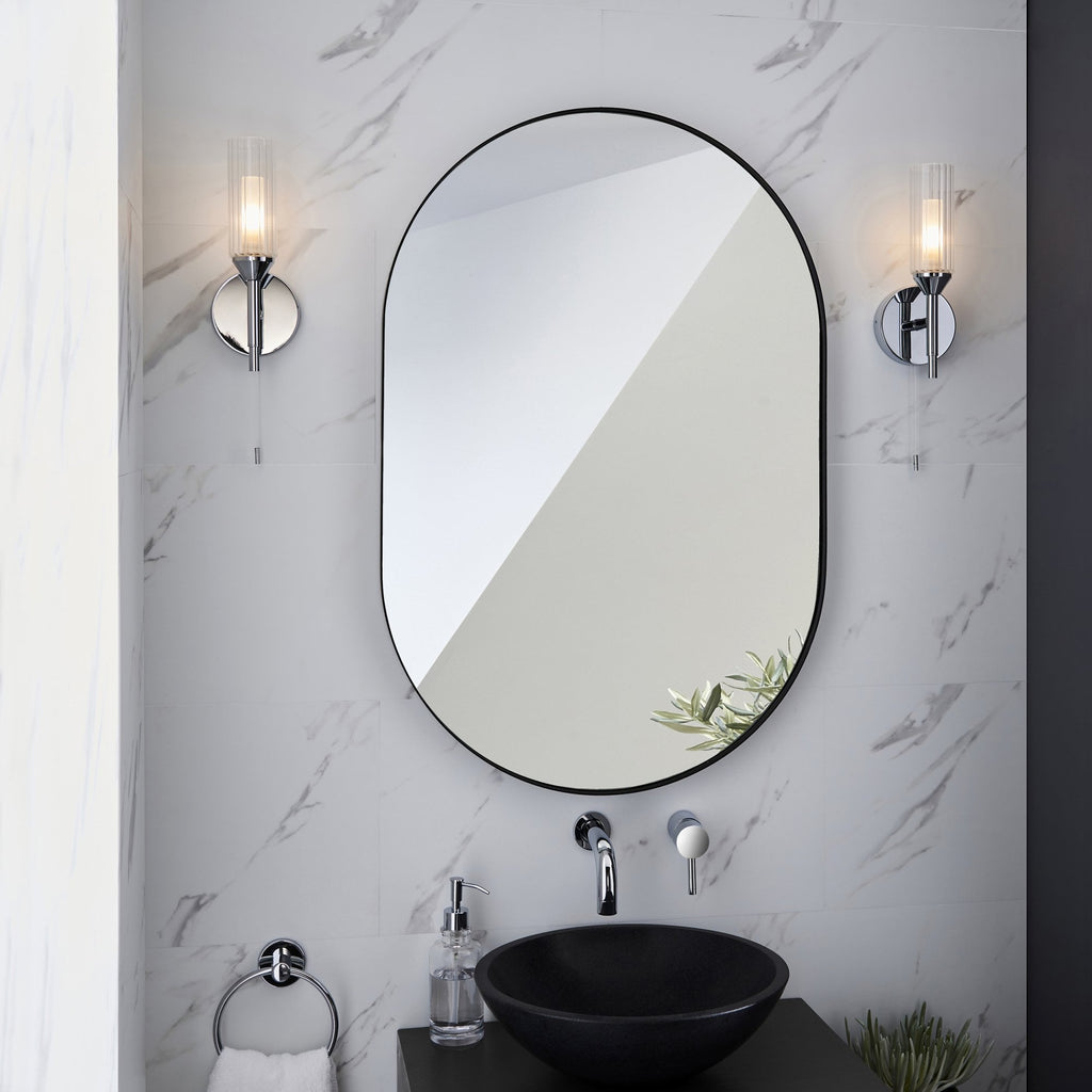 97171 Bathroom 1 Light Wall Light Chrome Plate & Clear/frosted Ribbed Glass