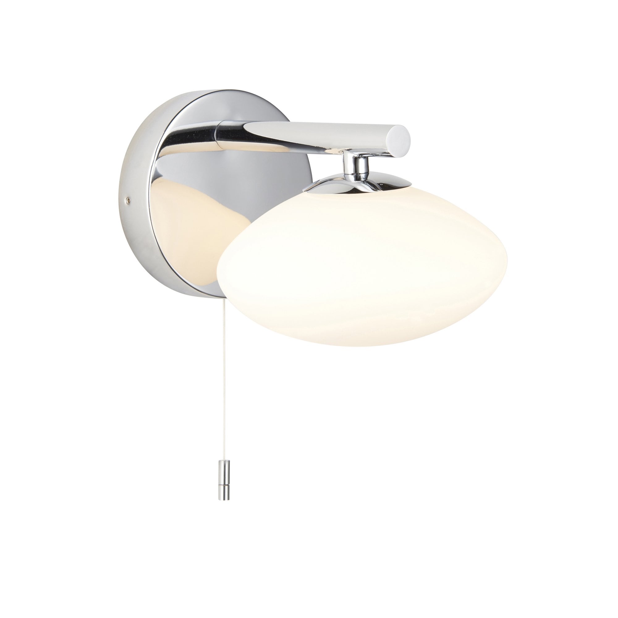 Bathroom 1 Light Wall  Light Chrome Plate & Opal Glass