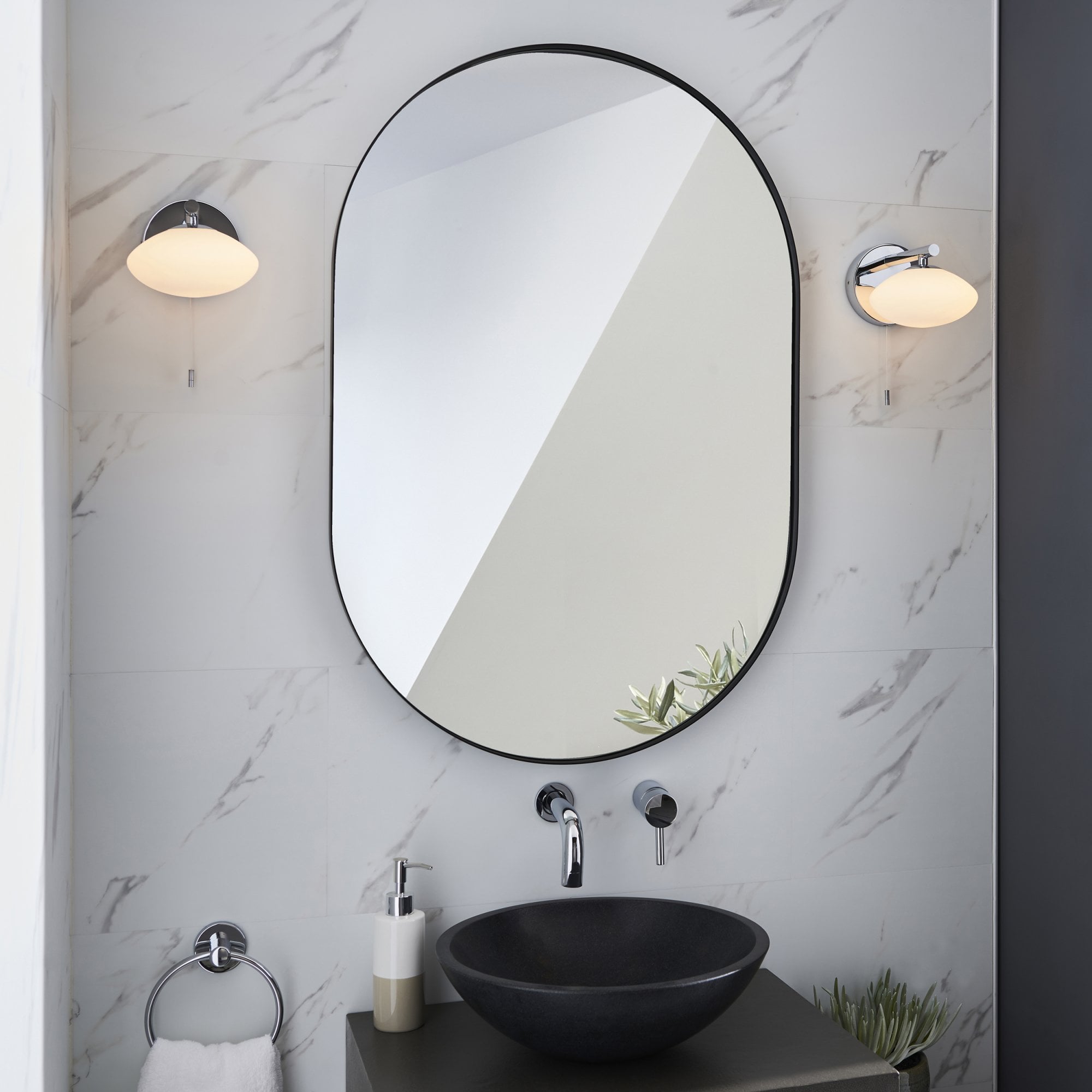Bathroom 1 Light Wall  Light Chrome Plate & Opal Glass