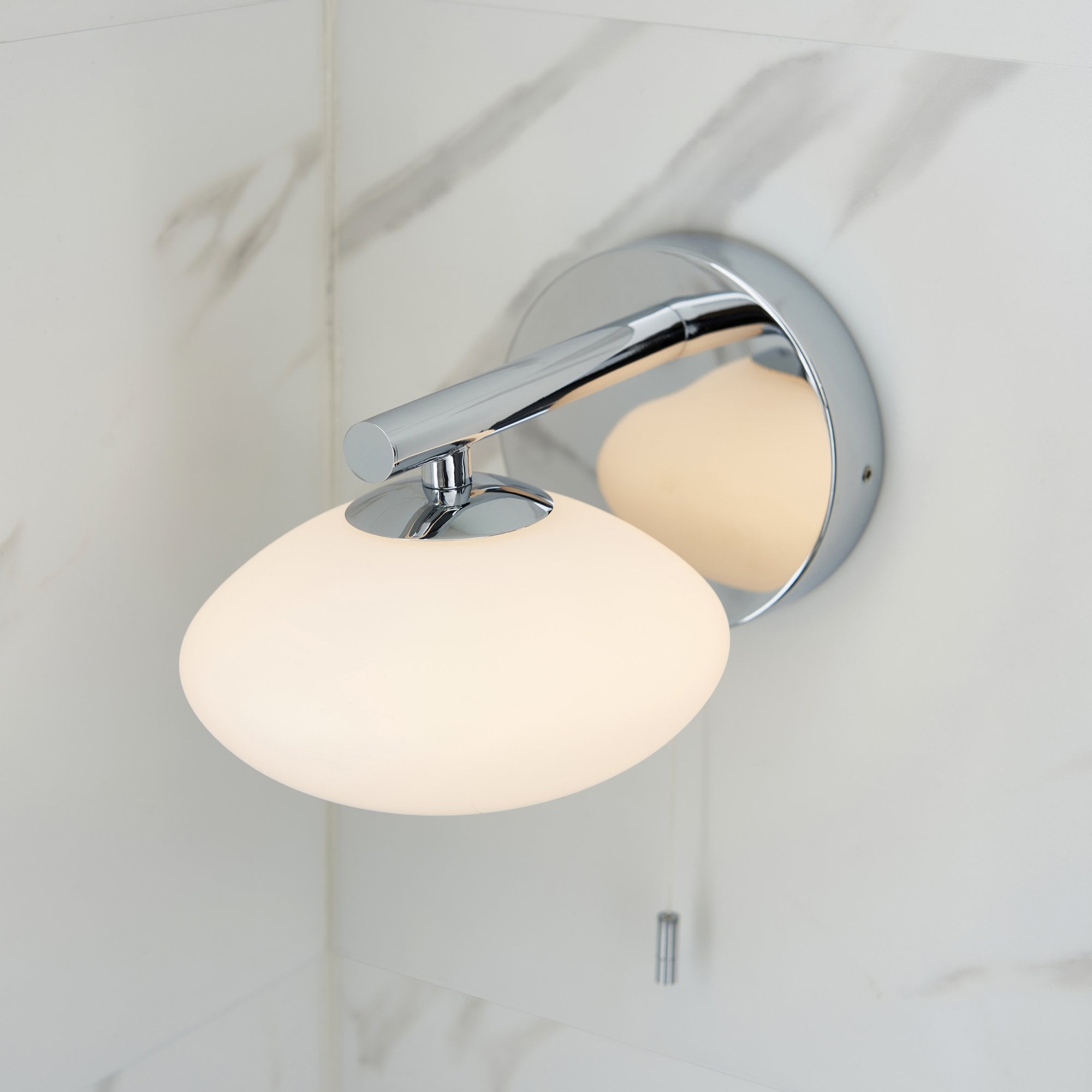 Bathroom 1 Light Wall  Light Chrome Plate & Opal Glass