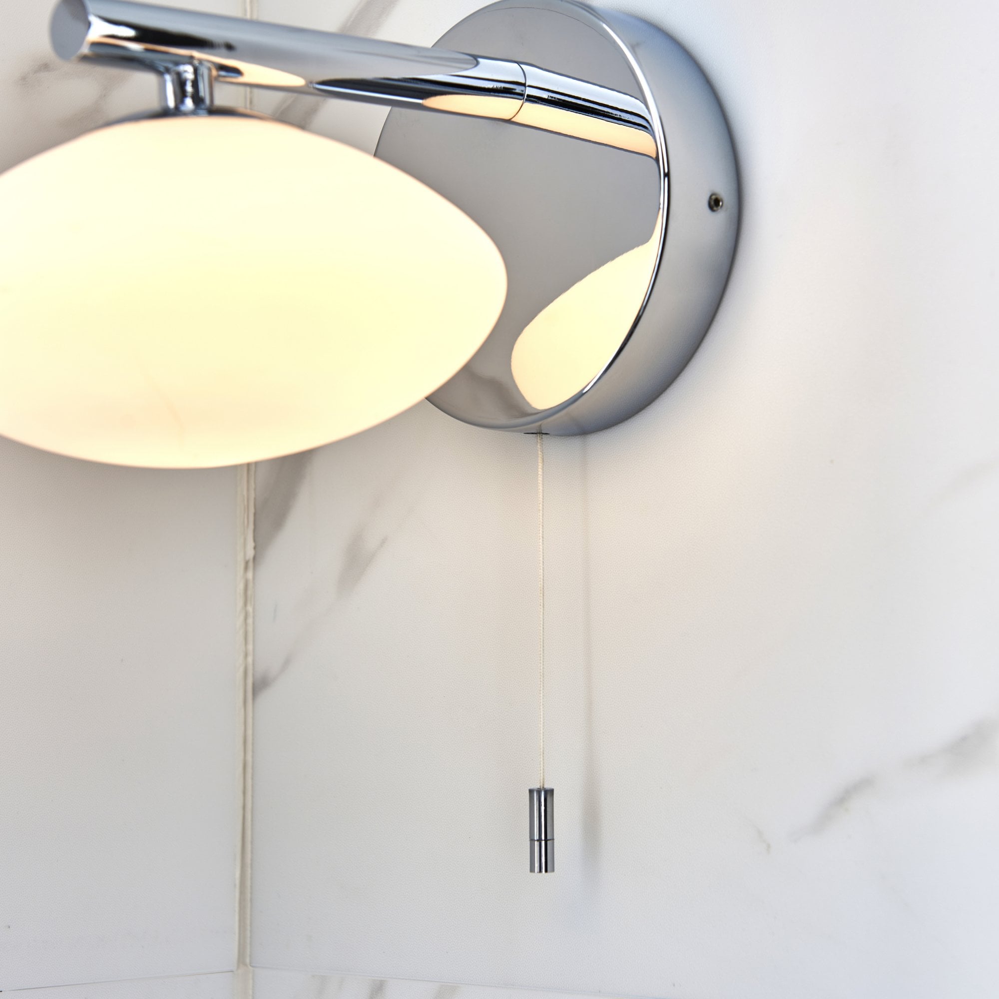 Bathroom 1 Light Wall  Light Chrome Plate & Opal Glass