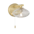 97182 Bathroom 1 Light Wall Light Satin Brass Plate & Clear Ribbed Glass