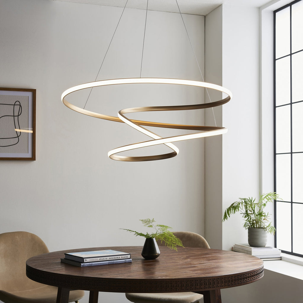97639 1 Light LED Pendant Satin Gold Paint & White Silicone