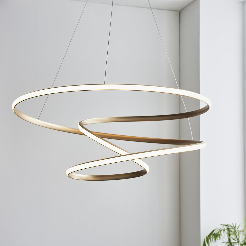 97639 1 Light LED Pendant Satin Gold Paint & White Silicone