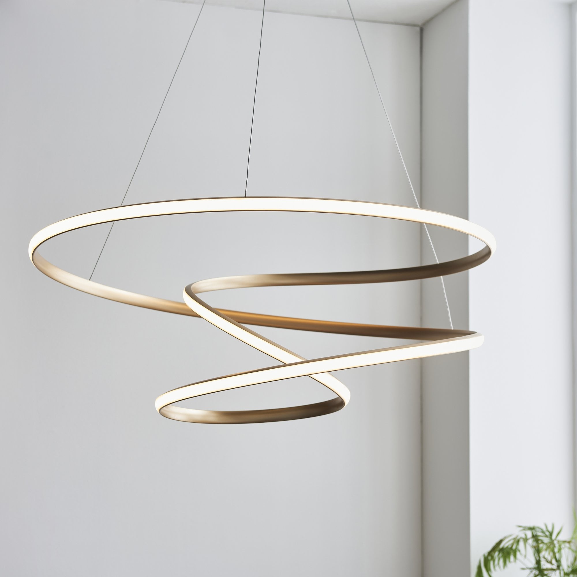 97639 1 Light LED Pendant Satin Gold Paint & White Silicone