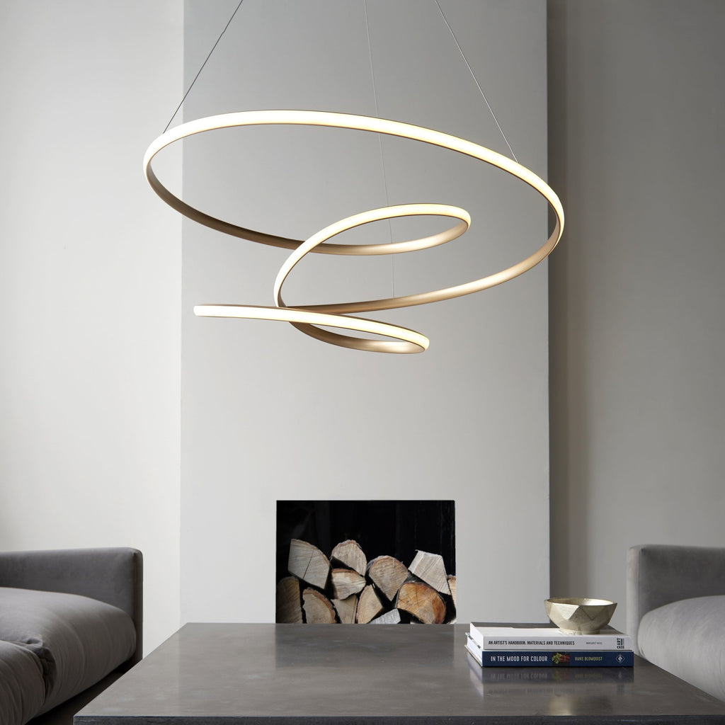 97639 1 Light LED Pendant Satin Gold Paint & White Silicone