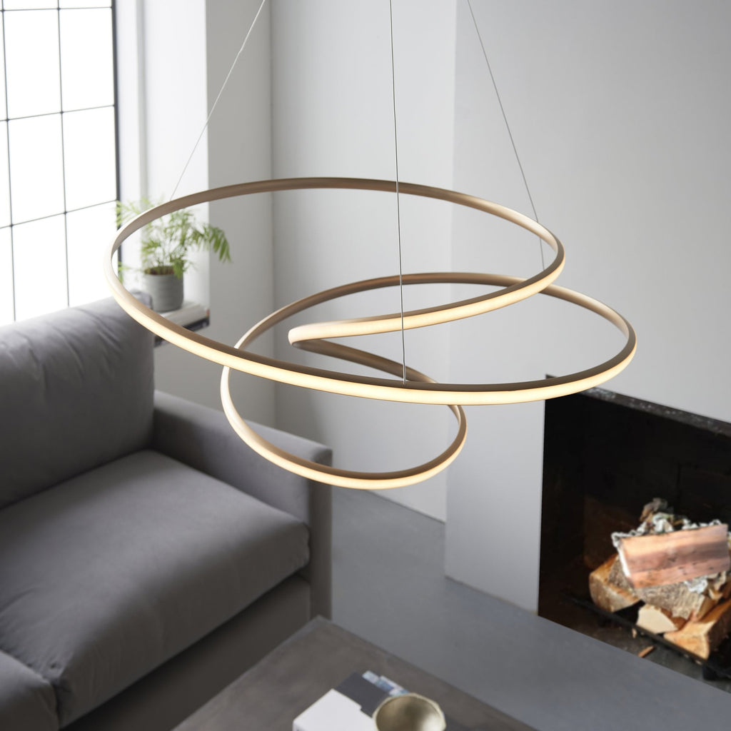 97639 1 Light LED Pendant Satin Gold Paint & White Silicone