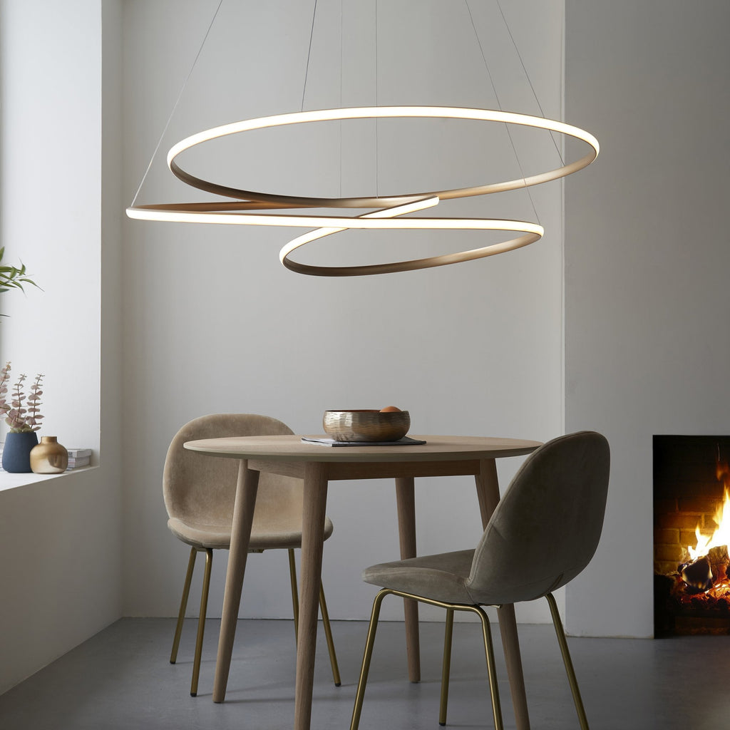 97645 1 Light LED Pendant Satin Gold Paint & White Silicone