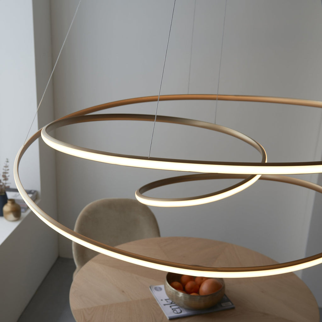 97645 1 Light LED Pendant Satin Gold Paint & White Silicone