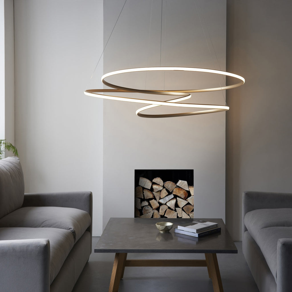 97645 1 Light LED Pendant Satin Gold Paint & White Silicone