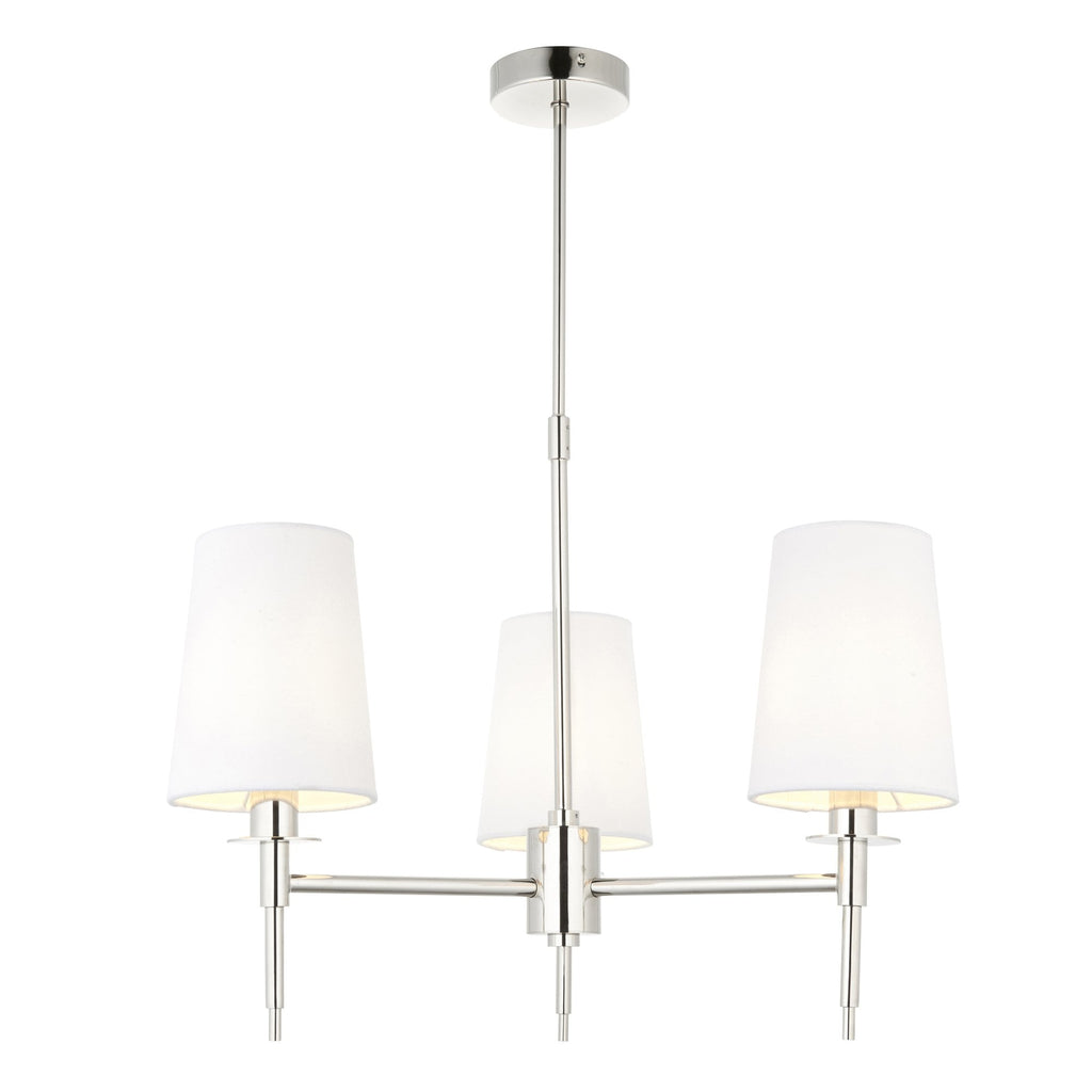 99455 3 Light Pendant Bright Nickel Plate & Vintage White Fabric