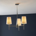99455 3 Light Pendant Bright Nickel Plate & Vintage White Fabric
