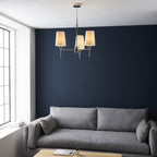 99455 3 Light Pendant Bright Nickel Plate & Vintage White Fabric