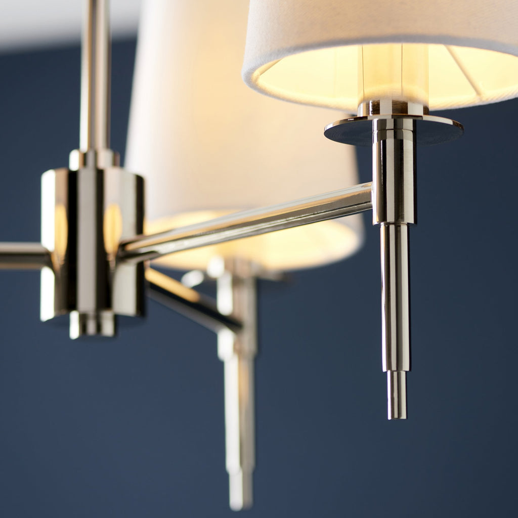 99455 3 Light Pendant Bright Nickel Plate & Vintage White Fabric