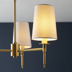 99456 3 Light Pendant Satin Brass Plate & Vintage White Fabric