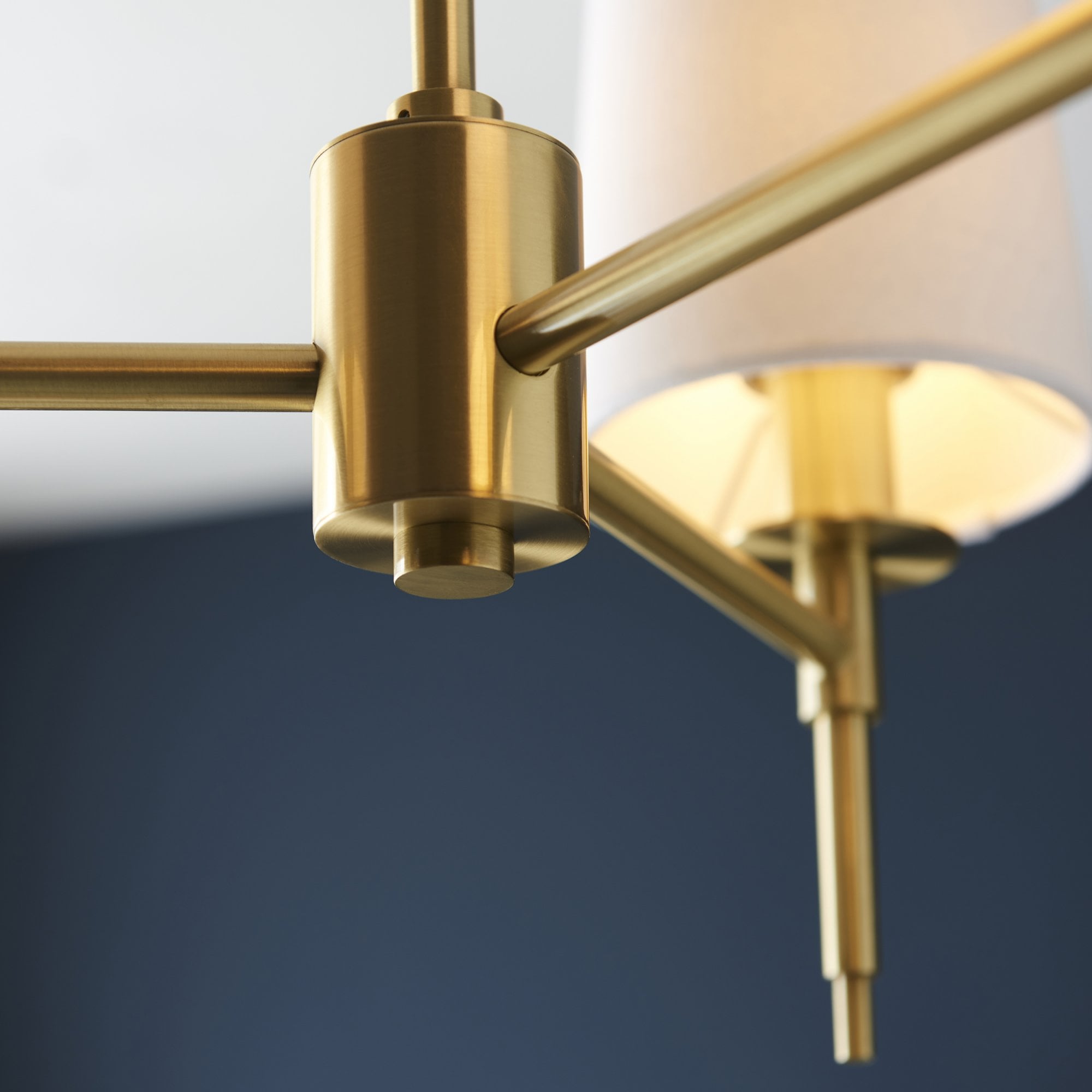 99456 3 Light Pendant Satin Brass Plate & Vintage White Fabric