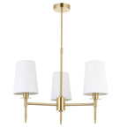 99456 3 Light Pendant Satin Brass Plate & Vintage White Fabric
