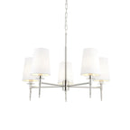 99457 5 Light Pendant Bright Nickel Plate & Vintage White Fabric