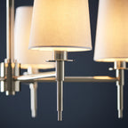 99457 5 Light Pendant Bright Nickel Plate & Vintage White Fabric