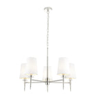 99457 5 Light Pendant Bright Nickel Plate & Vintage White Fabric