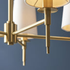 99458 5 Light Pendant Satin Brass Plate & Vintage White Fabric