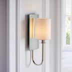 99515 1 Light Wall Light Bright Nickel Plate & Vintage White Fabric