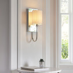 99515 1 Light Wall Light Bright Nickel Plate & Vintage White Fabric