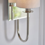 99515 1 Light Wall Light Bright Nickel Plate & Vintage White Fabric