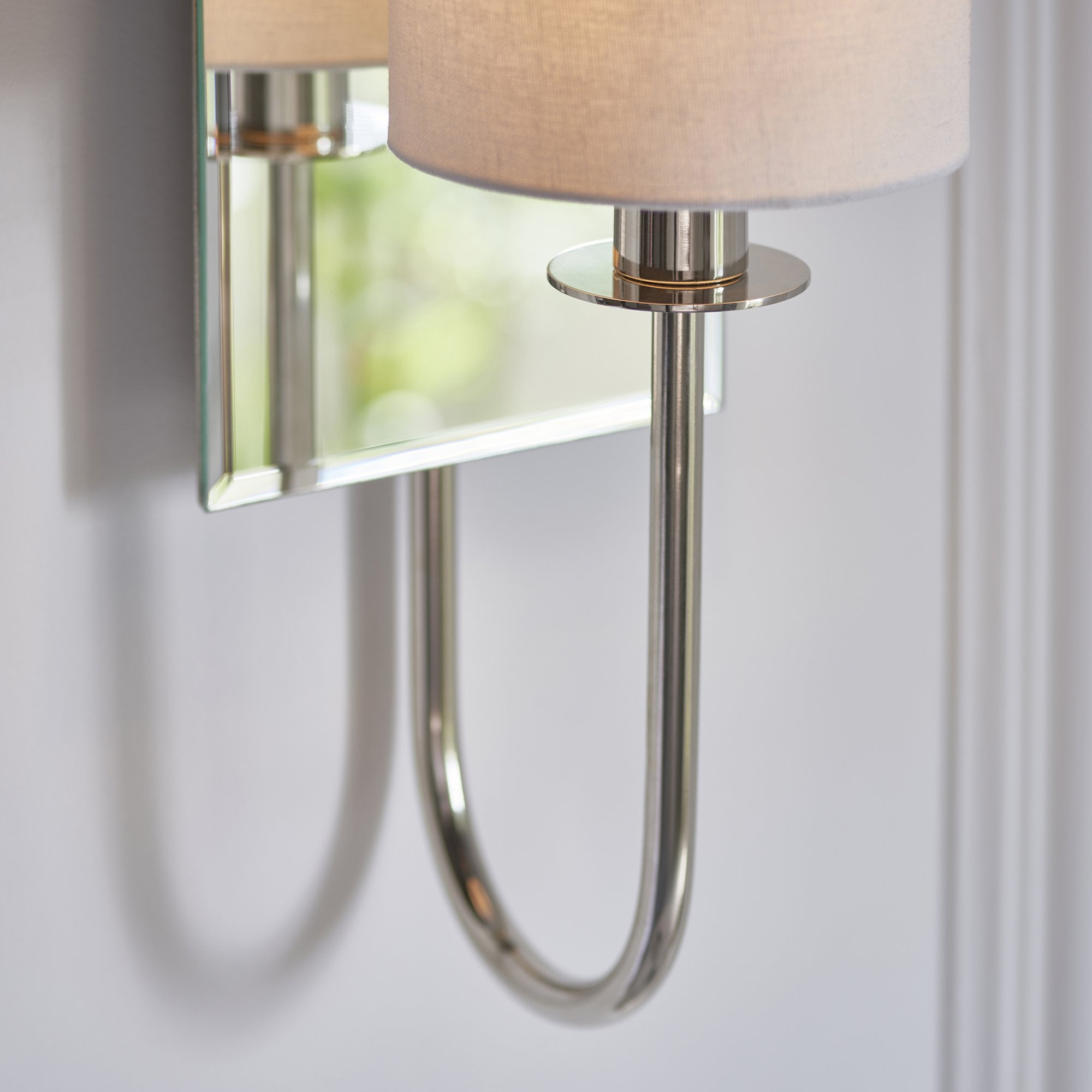 99515 1 Light Wall Light Bright Nickel Plate & Vintage White Fabric