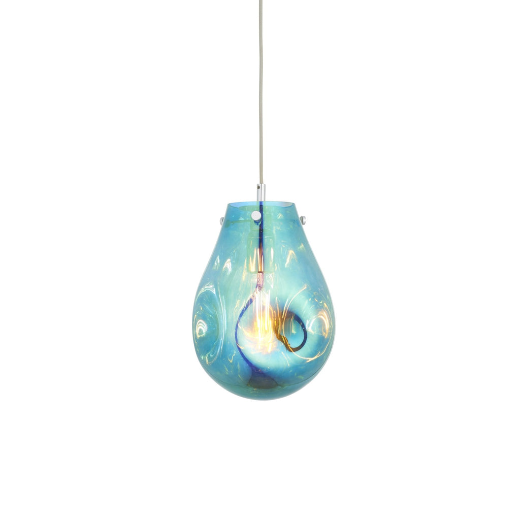 99517 1 Light Pendant Petrol Metallic Glass & Chrome Plate