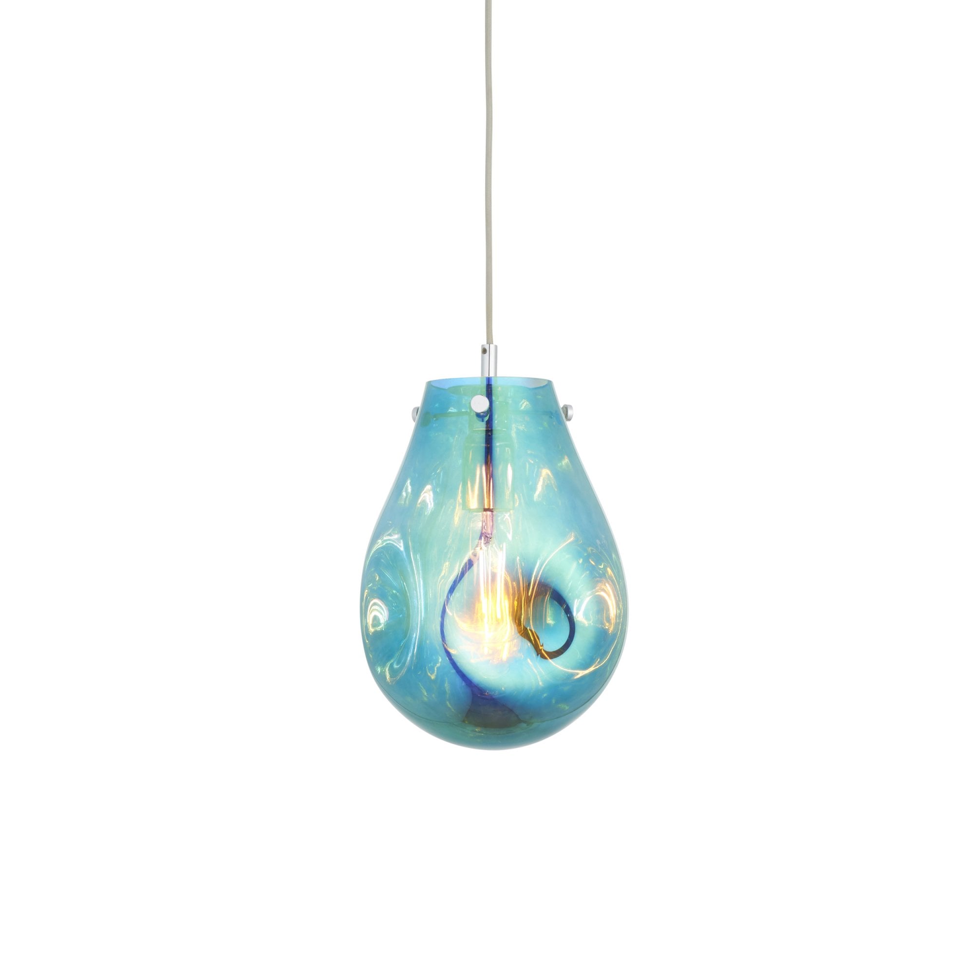 99517 1 Light Pendant Petrol Metallic Glass & Chrome Plate