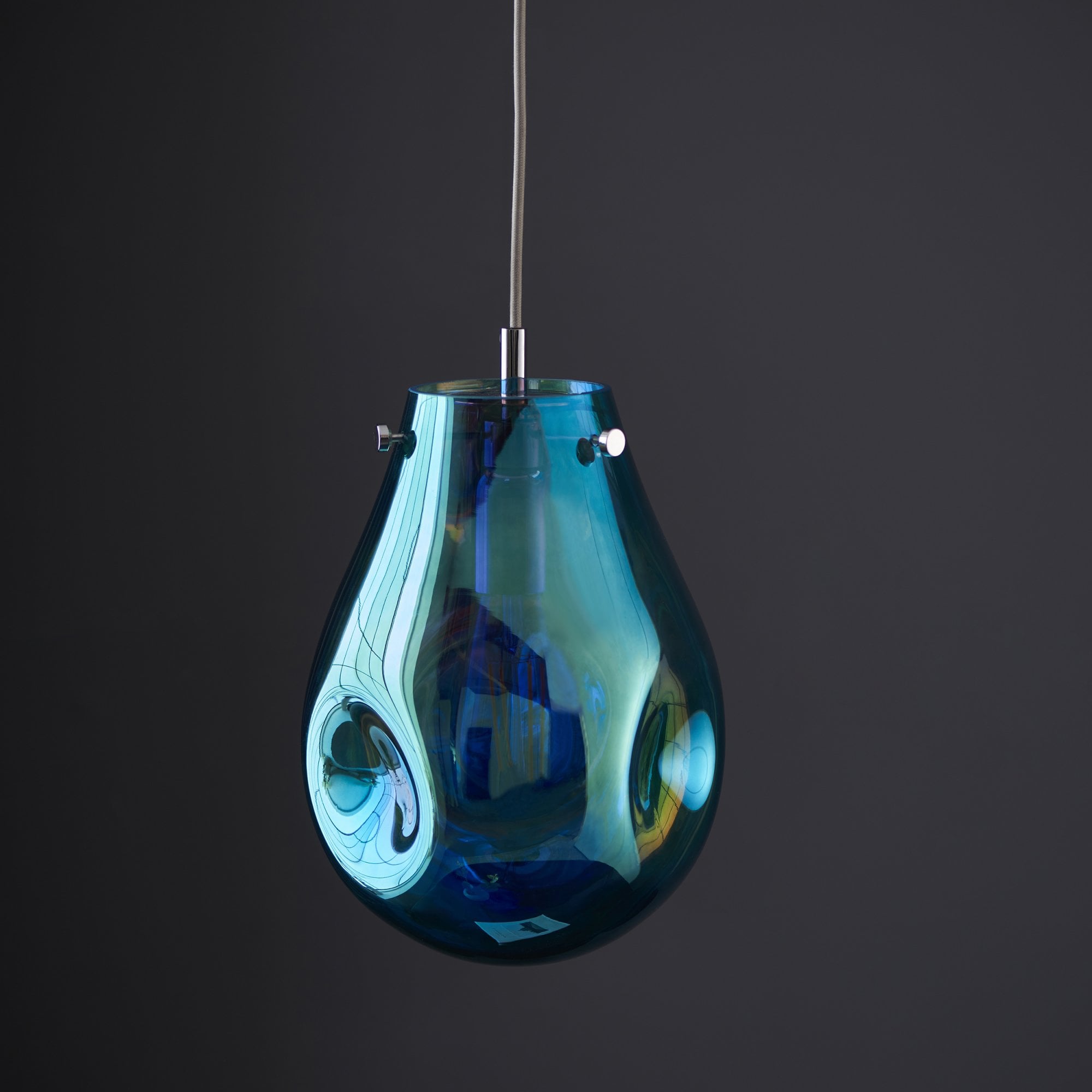 99517 1 Light Pendant Petrol Metallic Glass & Chrome Plate