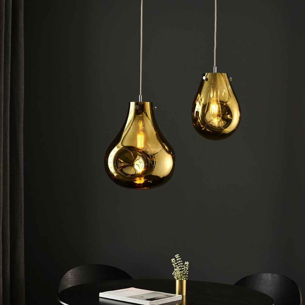 99518 1 Light Pendant Gold Metallic Glass & Chrome Plate
