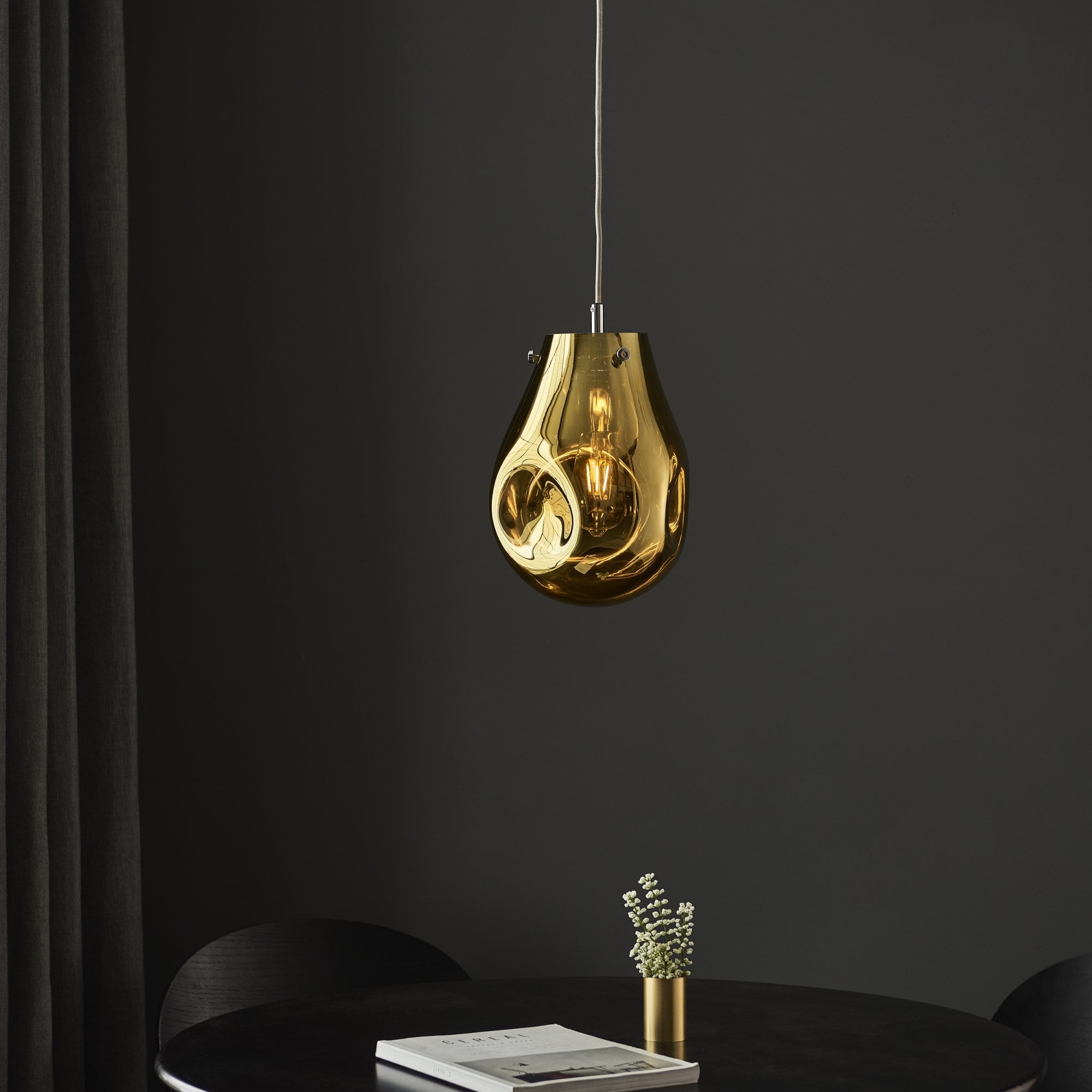 99518 1 Light Pendant Gold Metallic Glass & Chrome Plate