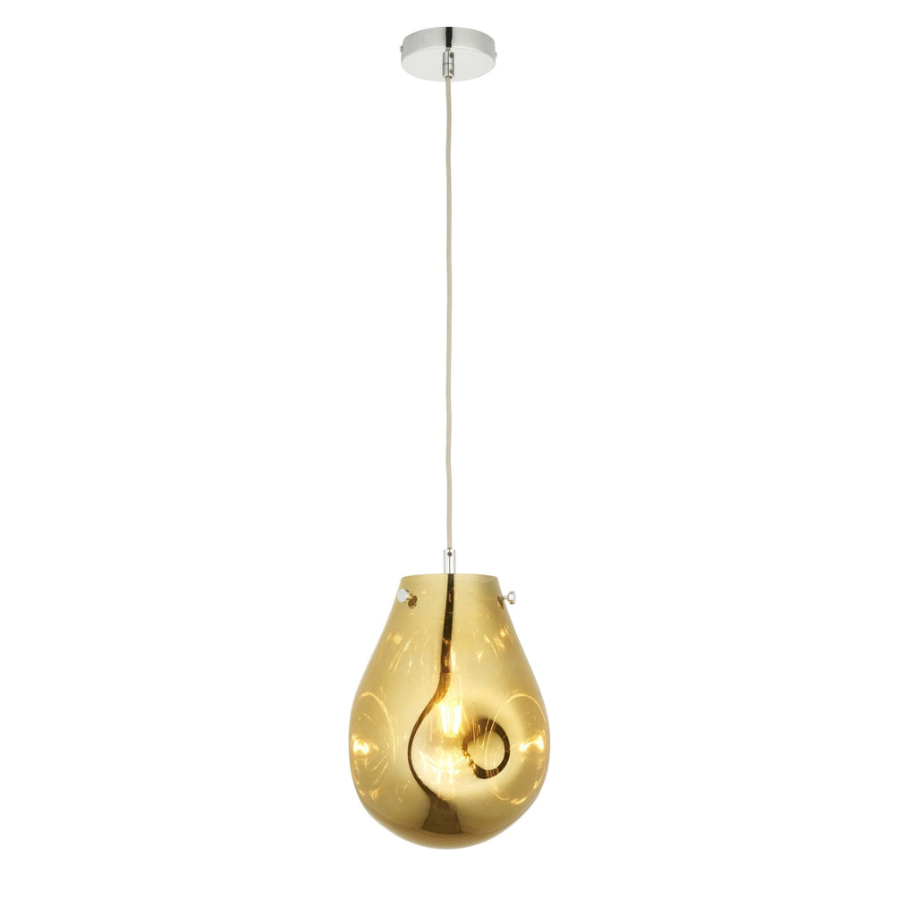 99518 1 Light Pendant Gold Metallic Glass & Chrome Plate