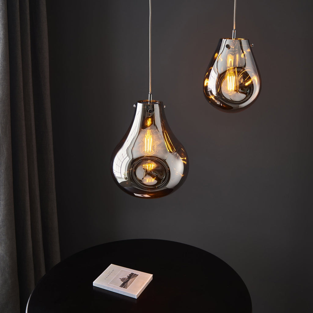 99519 1 Light Pendant Chrome Metallic Glass & Chrome Plate
