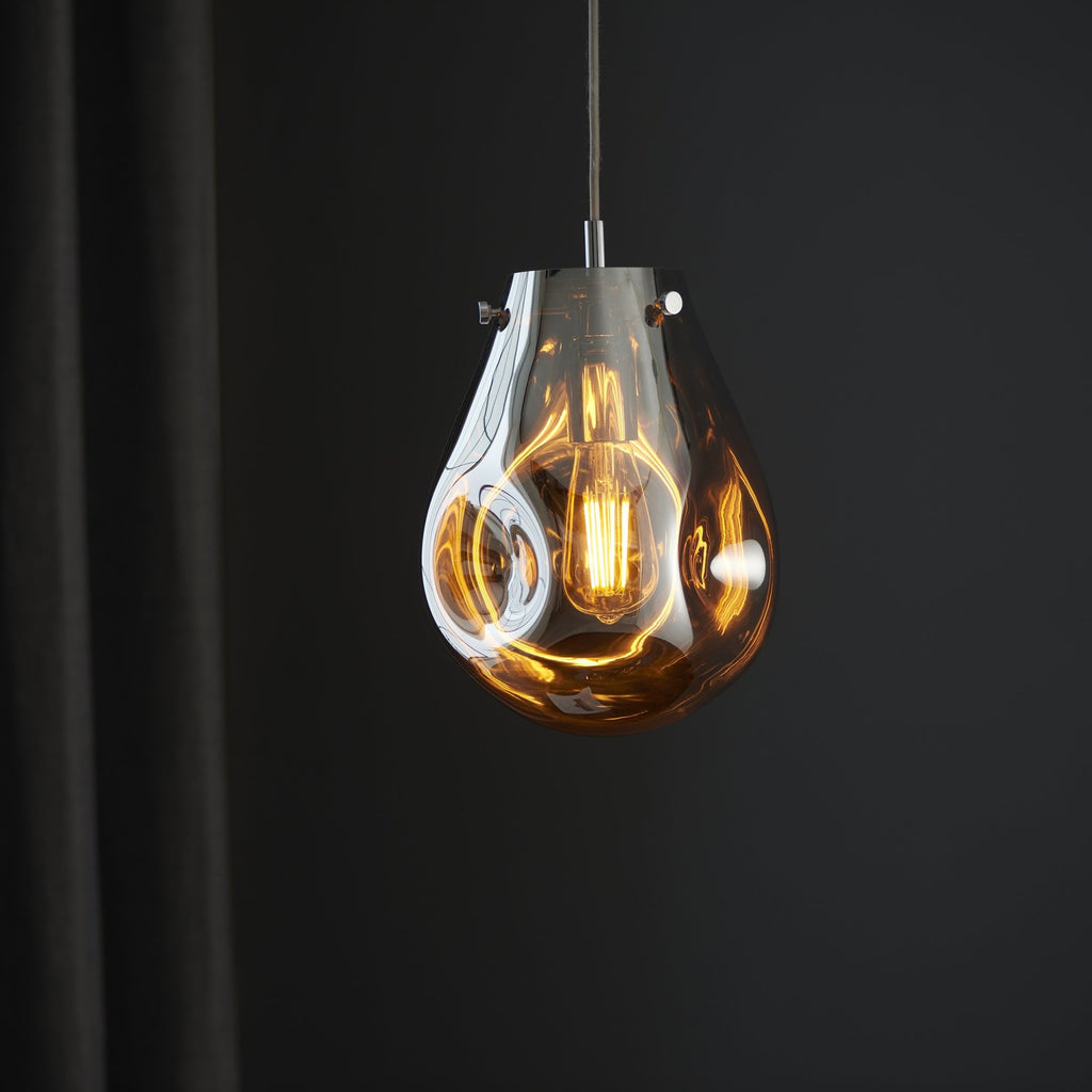 99519 1 Light Pendant Chrome Metallic Glass & Chrome Plate
