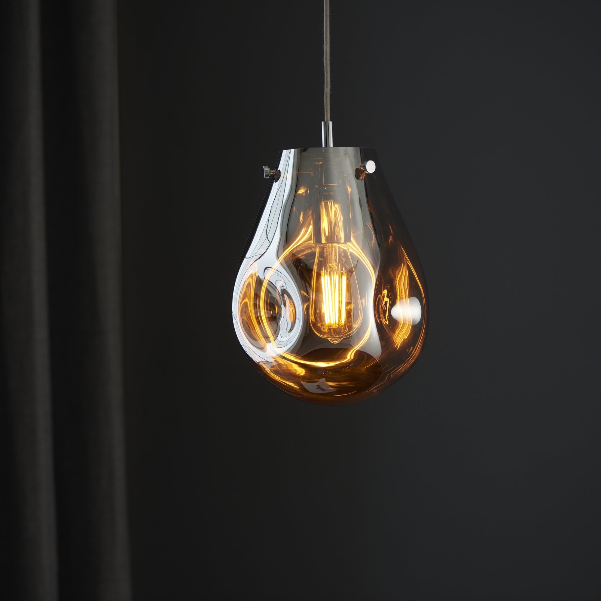 99519 1 Light Pendant Chrome Metallic Glass & Chrome Plate