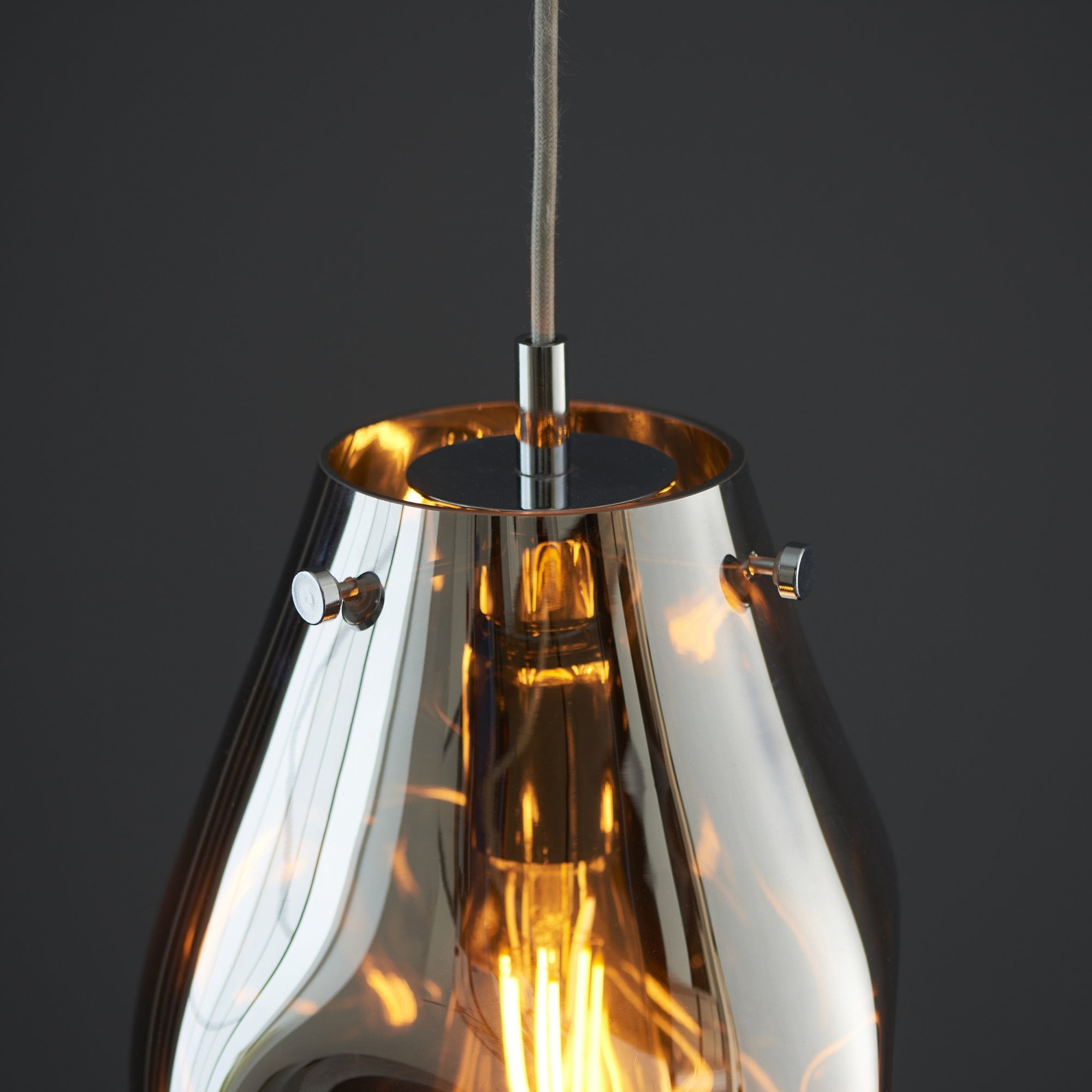 99519 1 Light Pendant Chrome Metallic Glass & Chrome Plate