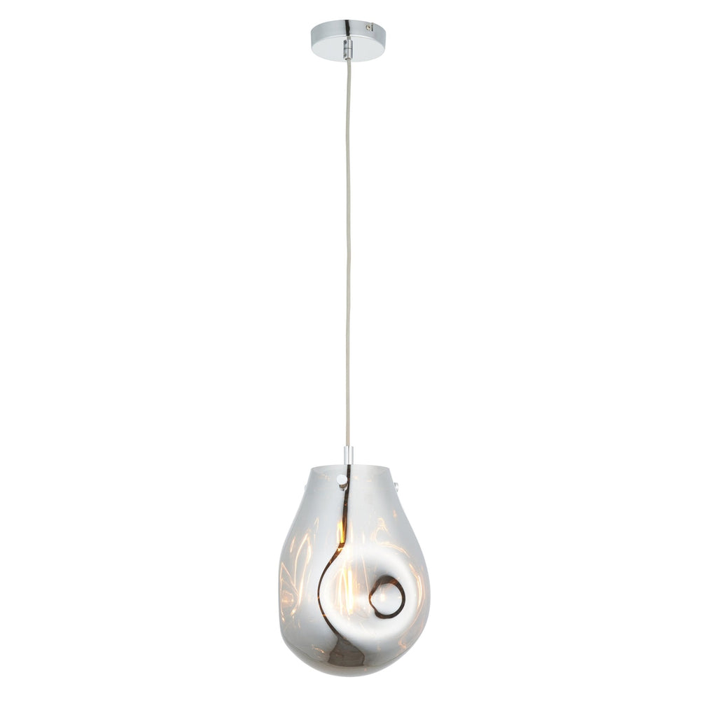 99519 1 Light Pendant Chrome Metallic Glass & Chrome Plate