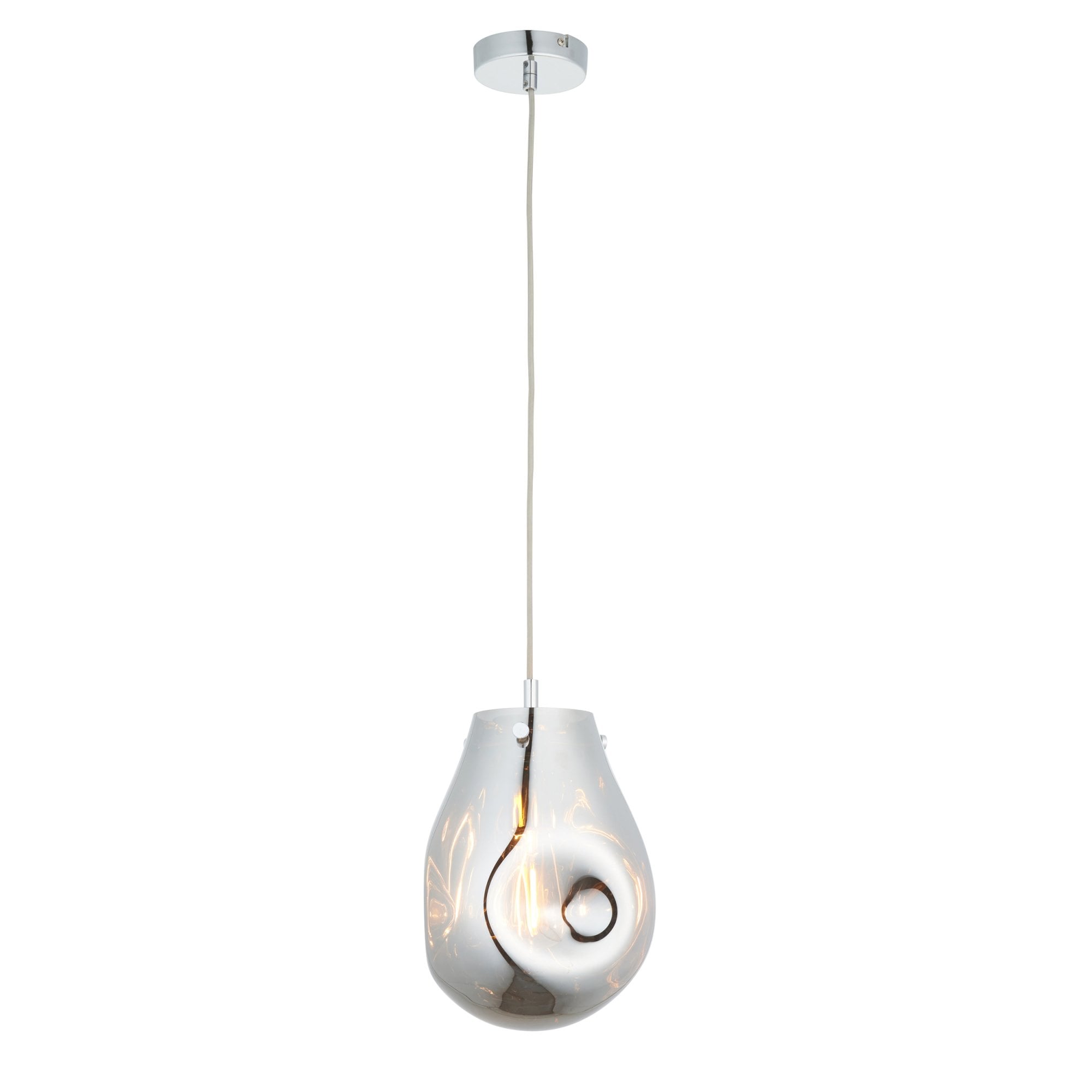 99519 1 Light Pendant Chrome Metallic Glass & Chrome Plate