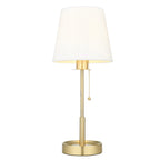 99595 1 Light Table Lamp Satin Brass Plate & Vintage White Fabric