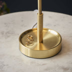 99595 1 Light Table Lamp Satin Brass Plate & Vintage White Fabric