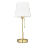 99595 1 Light Table Lamp Satin Brass Plate & Vintage White Fabric