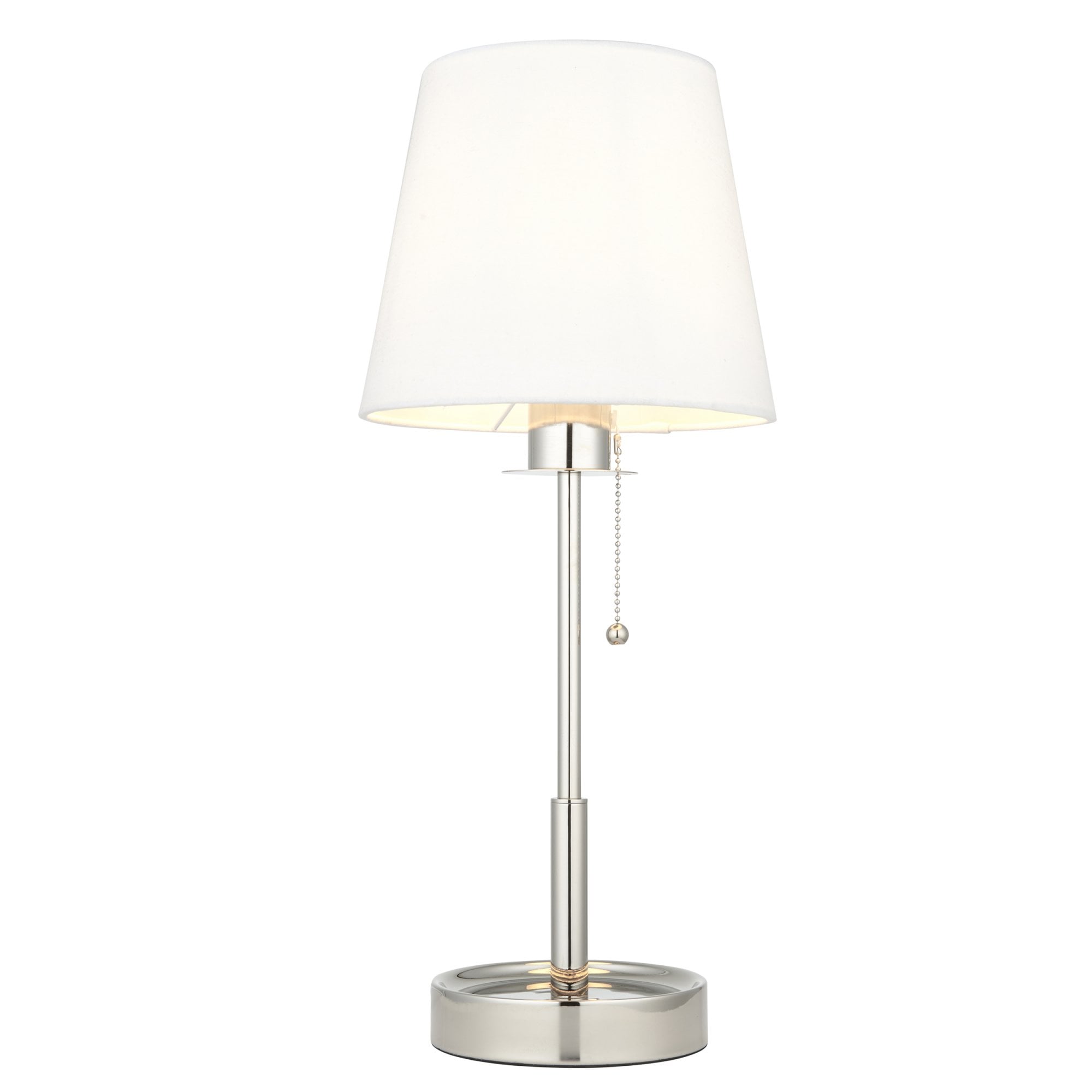 99596 1 Light Table Lamp Bright Nickel Plate & Vintage White Fabric